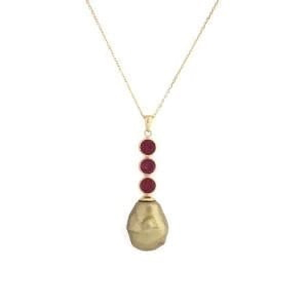 Pallas Pearl Pendant – Golden Shell Pearl with Raspberry Trio at Henley Circle Online Shop