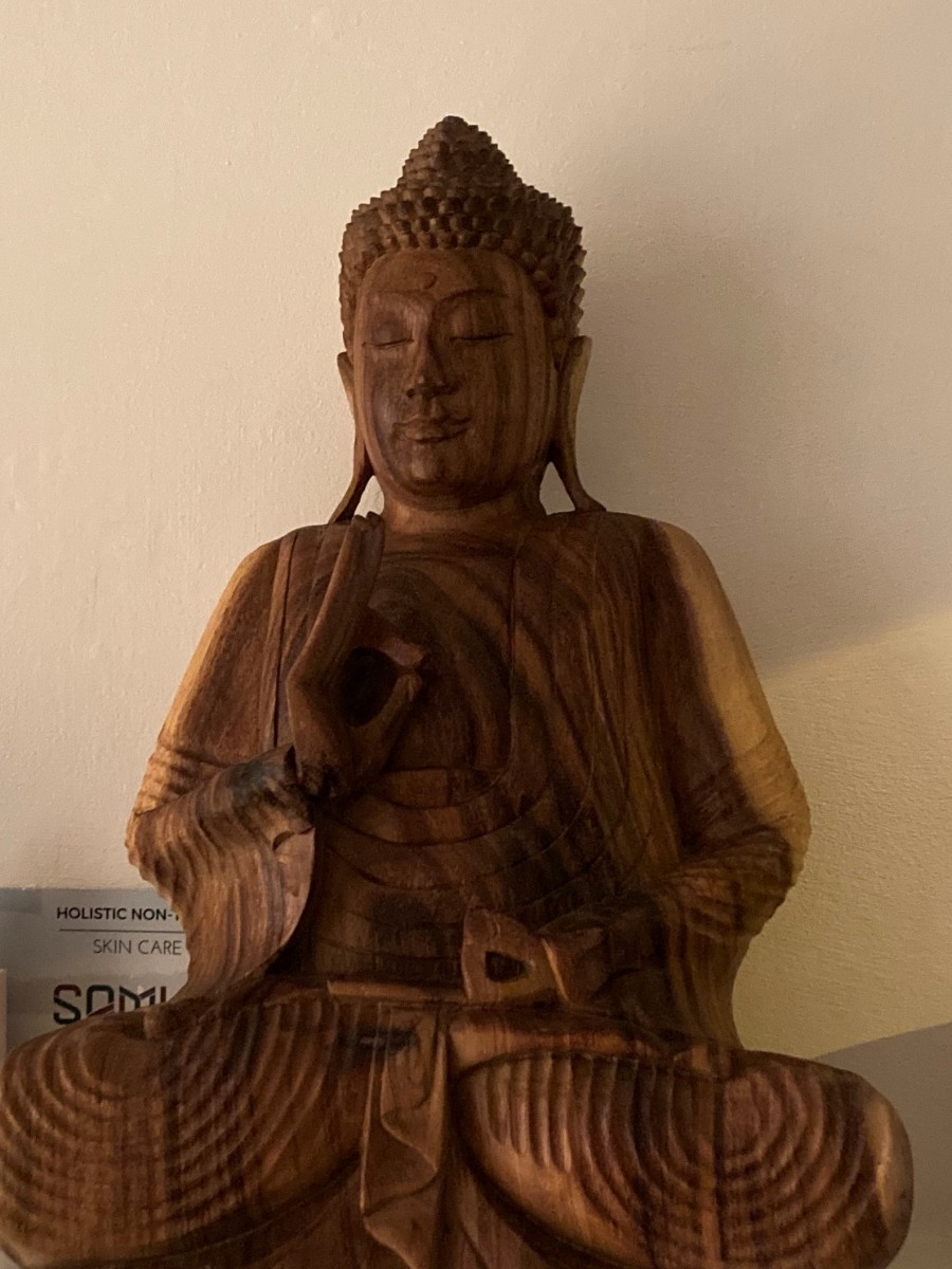 Beautiful Wood carved Teaching Buddha at Henley Circle Online Shop