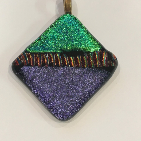 Unique Iridescent Green and Red Glass Pendant at Henley Circle Online Shop